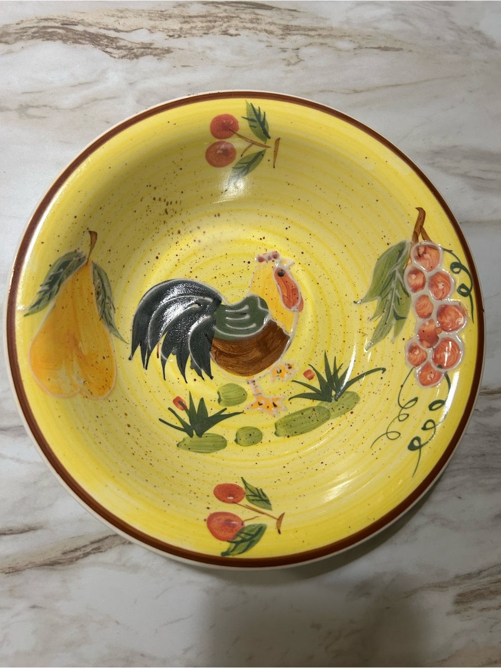 8.5-inch Philippe Richard Country View Rooster bowl 8.5 in across
